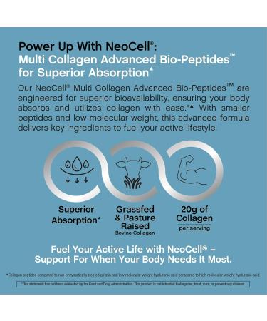 NeoCell Multi Collagen Bio-Peptides Powder | 10oz | Advanced with Hyaluronic Acid and Vitamin C | 10 Super Types of Collagen | Superior Absorption | Grassfed Protein Supplement - Buy Online on GoSupps.com