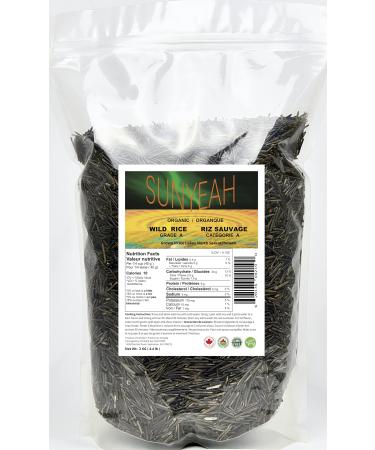 Organic Canadian Wild Rice, 2 Kg(4.4 LB), Grade A, Full Grain(10-15mm), Canadian North Saskatchewan Organic Ice Lake Harvest Long Grain Wild Rice, Bulk Wild Rice Organic, NO-GMO, Gluten free, Vegan