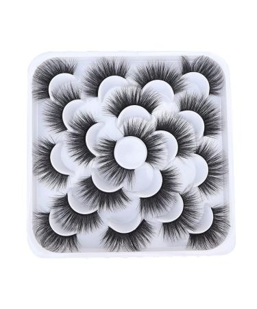 Fake eyelashes natural 3D eyelashes 10 pairs of wrong eyelashes natural looking synthetic fiber curling thick long fake eyelashes for women 3D thickness fluffy fake eyelashes for a