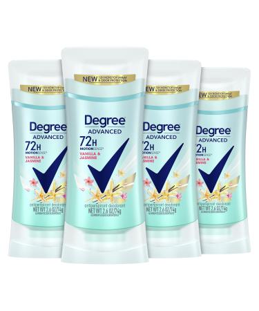 Degree Antiperspirant Deodorant 72-Hour Sweat and Odor Protection Vanilla and Jasmine Antiperspirant for Women with MotionSense Technology 2.6 oz 4 count