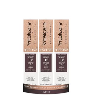 Vitalcare | +Sense, Professional Permanent Hair Color, Hair Coloring Cream, Without Ammonia, Resorcinol, PPD, Silicones, With Argan Oil, Macadamia and Avocado, Blonde 7/00, 3 pcs x 100ml