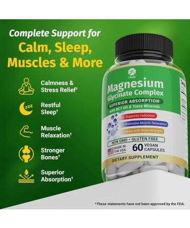 1 Body Magnesium Glycinate Complex High Absorption Magnesium Supplement for Calm Muscle Relaxation & Bone Health Support Vegan with MCT Oil & Trace Minerals Non-GMO 60 Capsules - Buy Online on GoSupps.com