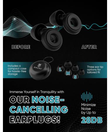 SNUGL Complete Travel Comfort Set - 100% Light-Blocking Eye Mask & Noise-Cancelling Earplugs - Includes Multi-Compartment Storage Case | 3 Ear Tip Sizes - Sleek Black Black - Travel Set - Buy Online on GoSupps.com