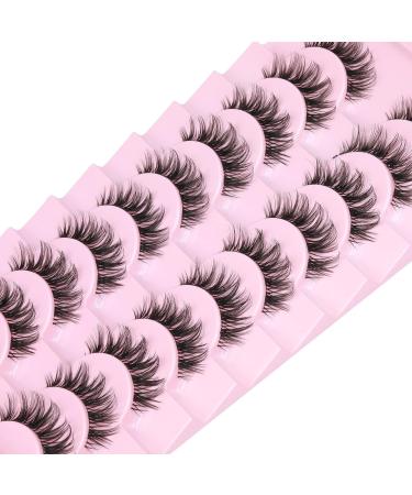 Wiwoseo Russian Strip Lashes - Natural Wispy Fluffy Faux Mink Eyelashes, 13MM, 10 Pairs, Reusable - Buy Online on GoSupps.com