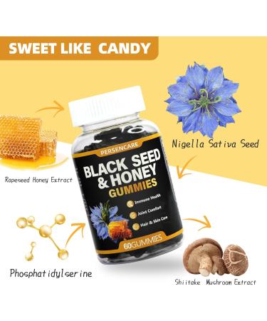 VAEYAE 60 Count Black Seed Oil & Honey Gummies, Natural Nigella Sativa Seeds and Mushroom Extract - antioxidant for Immune Support, Joints, Digestion, Hair & Skin Care Gummy - Buy Online on GoSupps.com