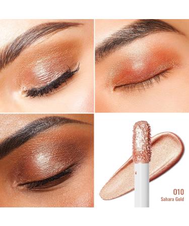Oulac Liquid Glitter Eyeshadow - Metallic Gold Eyeshadow Sparkly Gold Eyeliner Liquid Shimmer Eyeshadow & Eyeliner Blendable Eye Make-up Crease Resistant Vegan 5.4g Sahara Gold (O10) - Buy Online on GoSupps.com