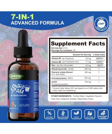 Q'ankyaq DHM Hangover Recovery Liquid Drops with Kudzu Root NAC 5-HTP B Vitamins and Zinc - Sugar Free and Vegan - 2 fl oz - Buy Online on GoSupps.com