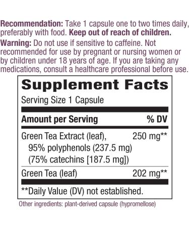 Nature's Way Green Tea Extract 95% Polyphenols (75% Catechins) - 60 Vcaps - Buy Online on GoSupps.com
