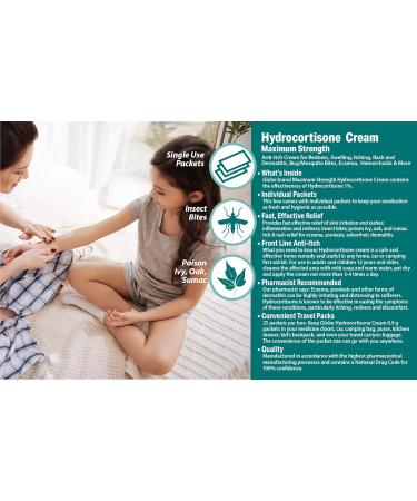 Hydrocortisone 1% Cream - 25 Count Single Packets for Itching, Rash, Bug Bites & More - Buy Online on GoSupps.com