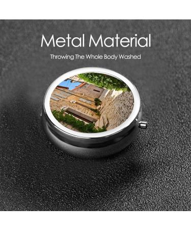 Italy Tuscan Printed Mini Round Pill Box - 3 Compartment Travel Pill Organizer for Home & Office Use - Buy Online on GoSupps.com