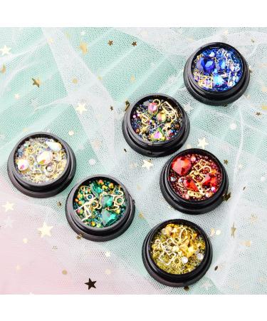 6-Wheel 3D Nail Art Rhinestones Studs Charms Kit - Chameleon Beads & Metal Studs for Punk Nail Art - Micro Caviar Beads Included - Buy Online on GoSupps.com