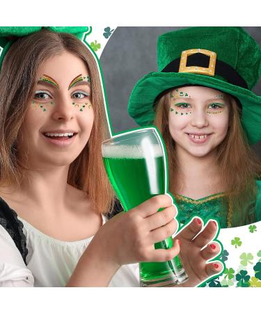 117 Pcs St. Patrick's Day Glitter Face Tattoos - Shamrock Clover Temporary Jewelry Stickers for Party Accessory - 33 Sheets - Buy Online on GoSupps.com