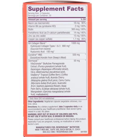 Reserveage Tres Beauty Supplement for Hair  Skin & Nails with Collagen Ã¢â¬â 30 Servings - Buy Online on GoSupps.com