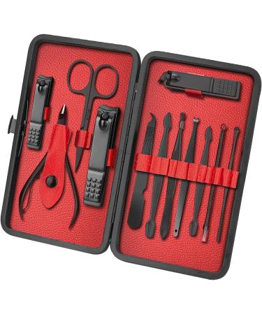 iSOUL 12Pcs Stainless Steel Nail Clippers Manicure Set - Professional Grooming Kit for Thick Nails, Cuticle Remover, Toe Nail Care - Male/Female Pedicure Tool - Buy Online on GoSupps.com