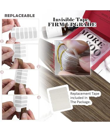 Moresoo Balayage Tape in Hair Extensions Dark Brown/Caramel Blonde 12 Inch #4/27/4 - 20 Pieces/30g Real Human Hair Extensions - Buy Online on GoSupps.com