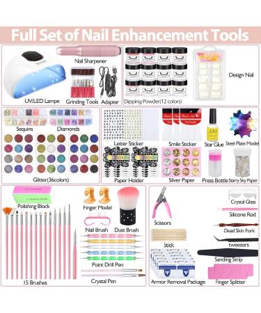 Milai Dipping Powder Nails Set - 12 Colors 72W UV/LED Lamp & Nail Cutter | Best Acrylic Nail Starter Kit for 3D Nail Art & Design - Buy Online on GoSupps.com