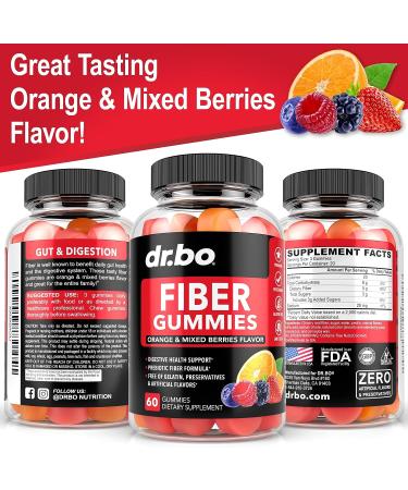 Fiber Gummies for Adults & Kids - Prebiotic Supplement for Digestive Health - 60 Gummies - Buy Online on GoSupps.com