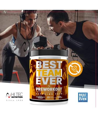 Hi Tec Nutrition Best Team Ever Preworkout Booster | 500g Caffeine-Free Instant Drink for Strength & Endurance Athletes - Orange Flavor - Buy Online on GoSupps.com