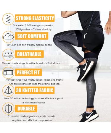 Full Leg Compression Sleeves for Men & Women - Thigh High 20-30mmHg Support Stockings for Pain Relief Swelling & Varicose Veins - Ideal for Running Travel & Athletics - Black XL - Buy Online on GoSupps.com