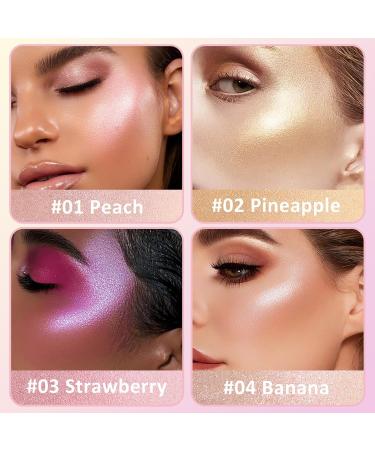 Prreal Multi-Color Highlighter Palette - Peach Highlighter & Blendable Brush for Flawless Face Contour Makeup - Buy Online on GoSupps.com