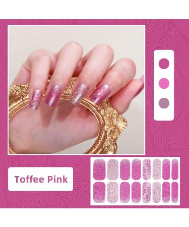 CHANGAR Glitter French Nail Polish Strips - Full Nail Wraps with French Tip Design for DIY Nail Art - Includes 2 Nail Files - Buy Online on GoSupps.com