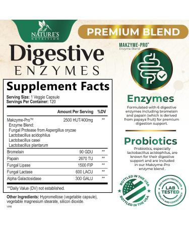 Digestive Enzymes with Probiotics - Probiotic Multi Enzymes with Probiotics and Prebiotics for Digestive Health and Bloating Relief for Women & Men Daily Enzymes for Gut & Digestion - 120 Capsules 120 Count (Pack of 1) - Buy Online on GoSupps.com