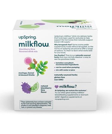 Upspring Milkflow Breastfeeding Drink Mix- Blackberry Lime Flavor | Lactation Supplement with Moringa & Blessed Thistle | Promotes Healthy Milk Supply | 16 Drink Mixes - Buy Online on GoSupps.com