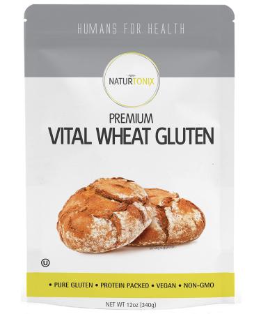 Naturtonix Vital Wheat Gluten, Resealable Fresh Pouch, 100% Pure Gluten Non GMO Vegan and Keto Friendly, High in Protein, Certified Kosher, 12 Ounce 12 Ounce (Pack of 1)