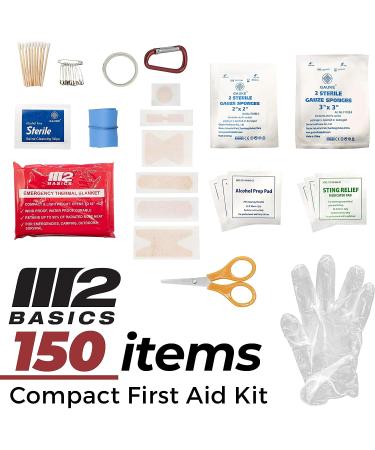 150 Piece Compact First Aid Kit with Carabiner & Emergency Blanket - Home, Office, Outdoor, Car, Camping, Travel - Medical Survival Bag - Buy Online on GoSupps.com