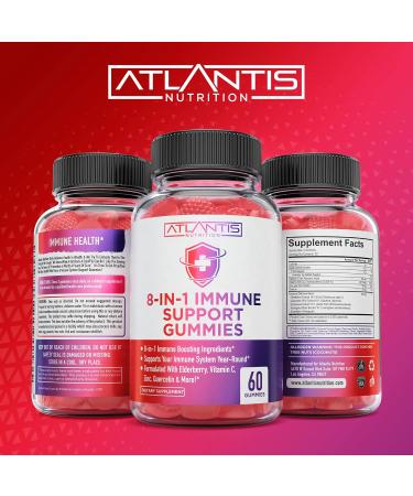 Atlantis Nutrition 8-in-1 Immune Support 60 Gummies + Testosterone Booster 2-Pack (120 Gummies) - Buy Online on GoSupps.com