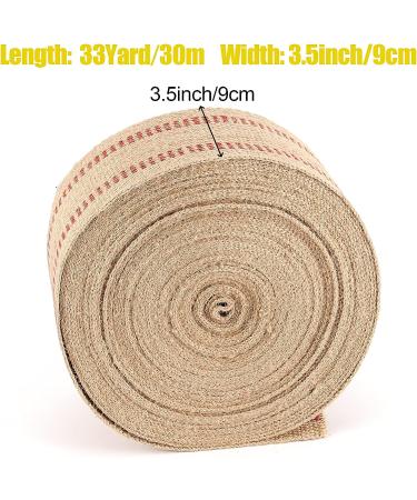 ZOENHOU 3.5 Inch Thickened Upholstery Jute Webbing 33 Yards - Natural Furniture Webbing with Red Stripes for Indoor & Outdoor Use - Buy Online on GoSupps.com