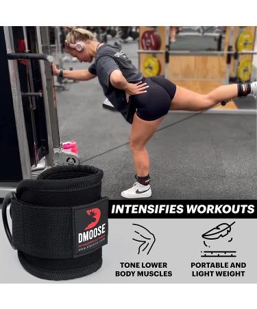 Rust Resistant Black D-Ring Ankle Strap for Cable Machine - Gym Ankle Cuff for Glute Workouts and Leg Exercises - Men & Women - Buy Online on GoSupps.com