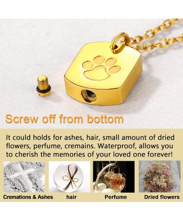 U7 Women's Cremation Urn Necklace - Celtic Knot Dog Feet & Wings Design - Gold Stainless Steel Cylinder Pendant for Ashes - Buy Online on GoSupps.com