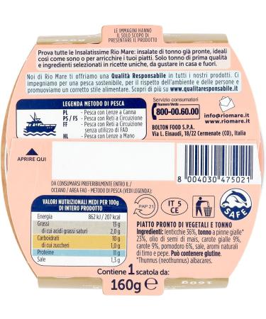 Rio Mare Insalatissime Insalata di Tonno Lenticchie Tuna Salad with Lentils Yellow Carrots and Tomatoes 160g + Italian Gourme - Buy Online on GoSupps.com