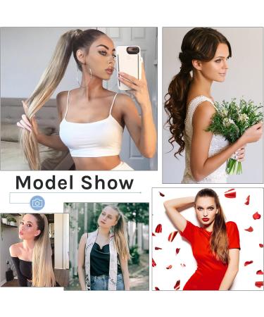 Silk-co Ash Blond/Blond 28 Clip in Ponytail Hair Extension - Heat-Resistant Fiber Straight Pony Tail Wrap Around Hairpiece for Women - Buy Online on GoSupps.com