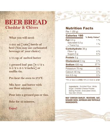 Arva Beer Bread Mix - Just add Beer Carbonated Drink Or Soda (500g) Beer Bread Kit - Ready in 45 Minutes - Gourmet Cheddar & Chives Beer Bread Mixes - No Yeast Easy Baking Batter Dough - Buy Online on GoSupps.com
