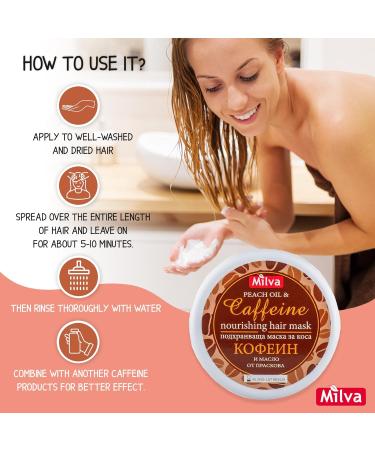 Milva Caffeine Hair Mask for Dry Damaged Hair | Anti Hair Loss Treatment for Women | Nourish Hydrate & Repair Exhausted Hair | Peach + Almond Oil | Control the Frizz & Accelerate Hair Growth | 250 ML - Buy Online on GoSupps.com