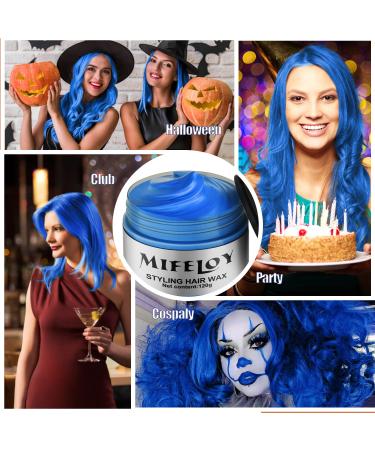 Blue Temporary Hair Color Wax - Instant Washable Hairstyle Dye for Girls & Women | Perfect for Parties Cosplay & Halloween - Buy Online on GoSupps.com