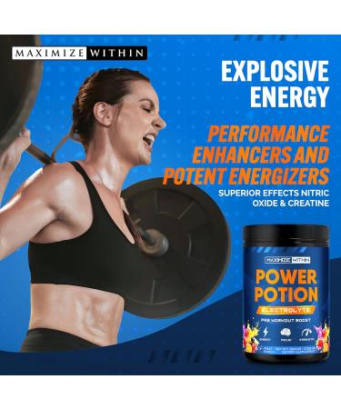 Maximize Within Power Potion Electrolyte Pre-Workout Boost with Creatine for Performance Beta Alanine for Muscle L-Citrulline for Pump Fruit Punch 10.58 oz - Buy Online on GoSupps.com