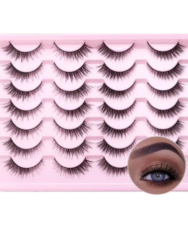 Eyelashes Faux 3D Mink Lashes Cat Eye Lashes Wispy Full Volume Fox Eye Lash Natural Look Lashes Like Lash Extension Lift Effect Lashes Pack 14 Pairs By SQYlashes (cateye)4-13MM 3D natural