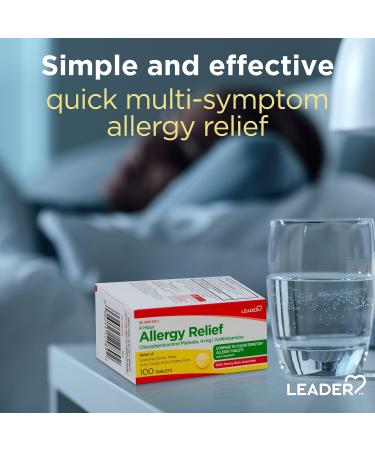 Leader 4 Hour Allergy Relief Chlorpheniramine Maleate Tablets Antihistamine 4 mg 100 Count Pack of 2 - Buy Online on GoSupps.com