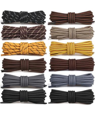 Stepace Round Shoelaces - 2 Pairs 55Inch Heavy Duty Boot Laces for Hiking Work Boots - Stripe Golden Brown - Buy Online on GoSupps.com