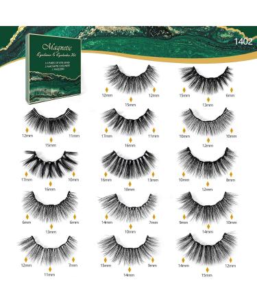 Magnetic Eyelashes with Eyeliner - 14 Pairs 3D Reusable False Lashes for Stunning Makeup | Natural Look & Long-Lasting Thickness (SET B) - Buy Online on GoSupps.com