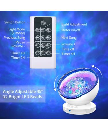 Ocean Wave Projector - 8 Lighting Modes Skylight Projection Lamp with Sleep Aids, Remote Control & Timer Function - Ideal for Children's Bedroom & Living Room Decor - White - Buy Online on GoSupps.com