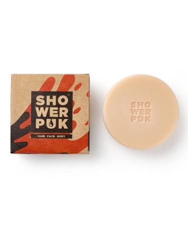 Shower PUK - Argan Oil and Orange 3 in 1 Shower Soap Bar for Body Face and Hair with Shea Butter. Eco Friendly Vegan Plastic-free Moisturising Shower Gel Bar (1x PUK) 1 Count (Pack of 1)