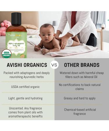 USDA Organic Baby Oil | Natural Adaptogenic Massage Oil with 12 Healing Herbs | Calms Skin Irritations & Fussiness | Fragrance-free - Buy Online on GoSupps.com