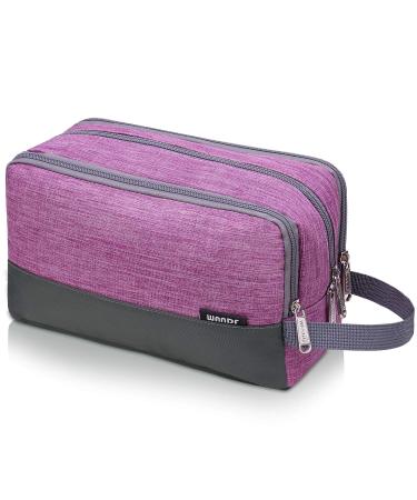 WANDF Toiletry Bag Water-Resistant Nylon Travel Wash Bag Lightweight Dopp Kit for Men and Women (A-Light Purple)