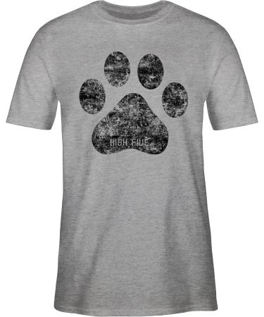 Shirtracer Men's T-Shirt - High Five Dog Paw Design | Perfect Gift for Dog Owners - Grey Mottled L - Buy Online on GoSupps.com