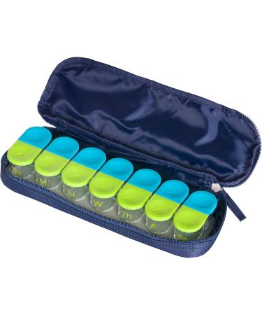 Sagely 7 Day Medicine Travel Bag | Durable Pill Organizer & Pouches for Travel | Quality Active Size Pill Bags (Navy) - International Shipping Available - Buy Online on GoSupps.com