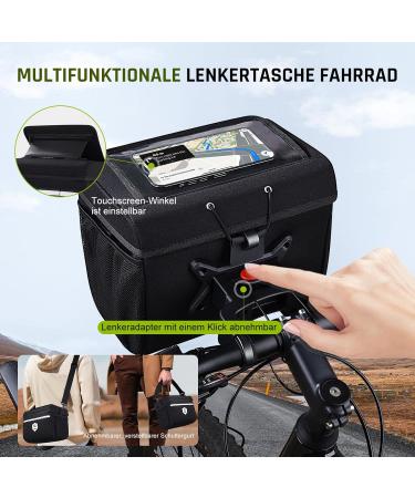 8L Waterproof Handlebar Pockets for Bicycle & E-Bike with Adapter | Bicycle Bag with Cell Phone Holder & Touchscreen | Front Bike Packing Accessories - Buy Online on GoSupps.com